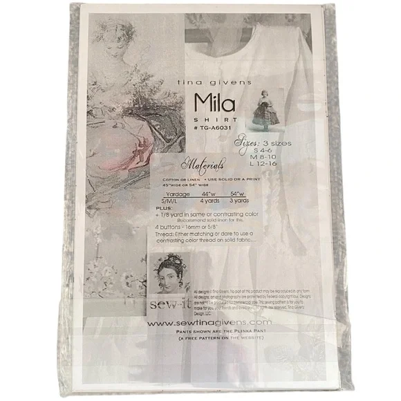 NEW - Tina Givens SEWING PATTERN Mila Shirt Top Tunic TG-A6031 - Picture 2 of 2